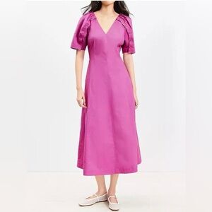 LOFT Fuchsia Midi Dress-Size 10